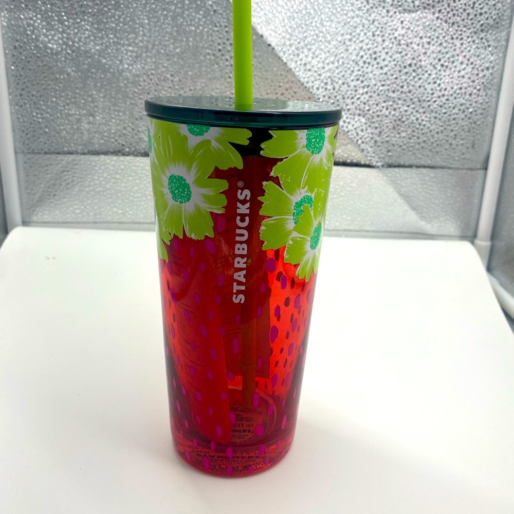 Starbucks Strawberry Glass Tumbler 18oz New